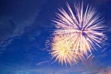 Fireworks in the sky, a festive show