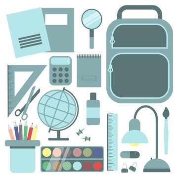 Back to school background with school supplies set.