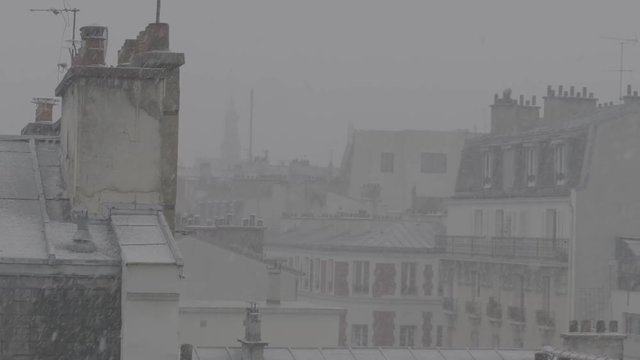 Scenic snowstorm in France