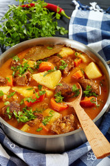 beef stew with vegetables in pot