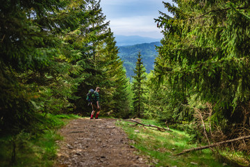 hiker in mountains