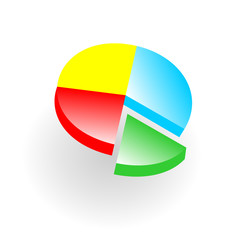 Round diagram pie with shadow. Vectro business icon.