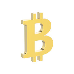 3D illustration isolated gold bitcoin