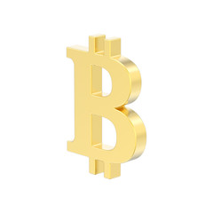 3D illustration isolated gold bitcoin