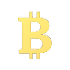 3D illustration isolated gold bitcoin
