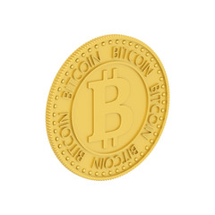 3D illustration isolated gold bitcoin