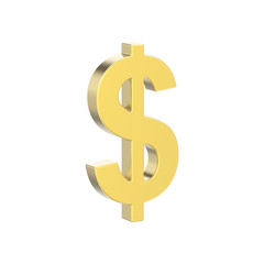3D illustration isolated gold dollar money