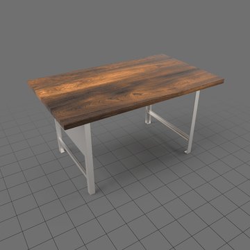 Wooden table with metal base
