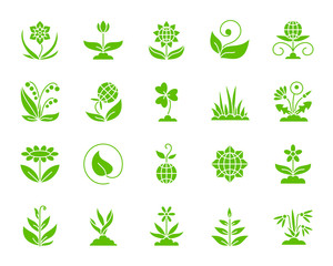 Garden color silhouette icons vector set