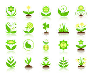 Garden simple flat color icons vector set