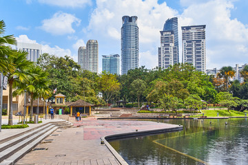 KLCC public park with skyline view in Kuala Limpur, Malaysia