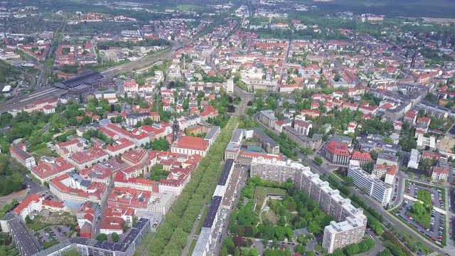 High altitude aerial view of Dresden, Germany