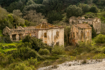 Fototapeta na wymiar Abandoned buildings near Ingurtosu's mine
