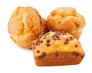 Top View of a Chocolate Chip Muffin Isolated on a White Background