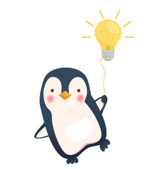 penguin holding lamp