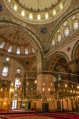 Fototapeta na wymiar Istanbul, Turkey, 4 May 2006: Beyazit Mosque interior