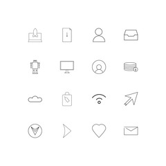 Web linear thin icons set. Outlined simple vector icons