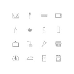 Home Appliances linear thin icons set. Outlined simple vector icons