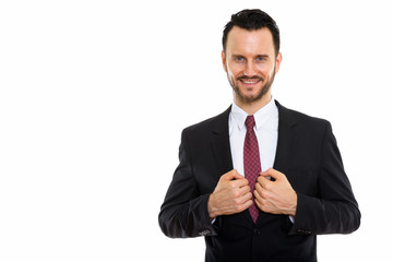 Young handsome bearded man doctor