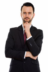 Young handsome bearded man doctor