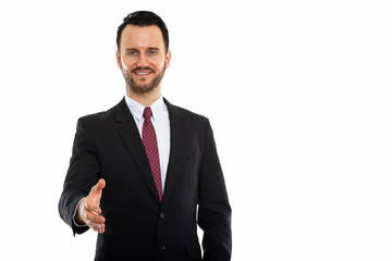 Young handsome bearded man doctor