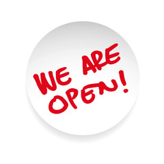 We are open handwriting sign