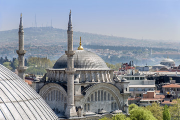 Obraz premium Istanbul, Turkey, 22 May 2006: Beyazit Mosque, dome and minaret