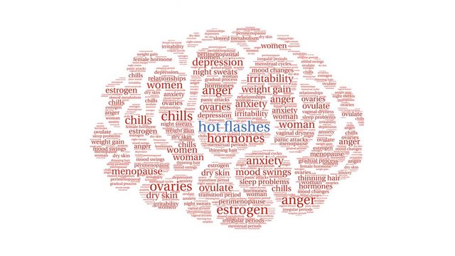 Hot Flashes Animated Word Cloud on a white background. 