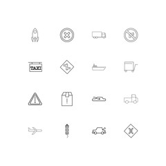 Cars And Transportation linear thin icons set. Outlined simple vector icons