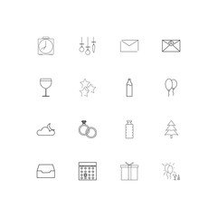 Holidays linear thin icons set. Outlined simple vector icons