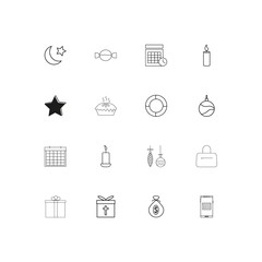 Holidays linear thin icons set. Outlined simple vector icons