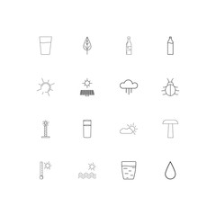 Nature linear thin icons set. Outlined simple vector icons