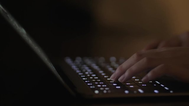 パソコンを使う女性・手元・4K