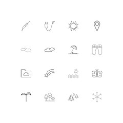 Nature linear thin icons set. Outlined simple vector icons