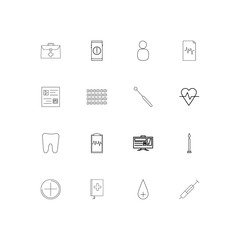 Healthcare And Medical linear thin icons set. Outlined simple vector icons