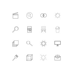 Creative Process And Design linear thin icons set. Outlined simple vector icons