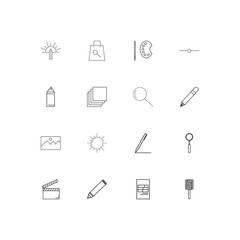 Creative Process And Design linear thin icons set. Outlined simple vector icons