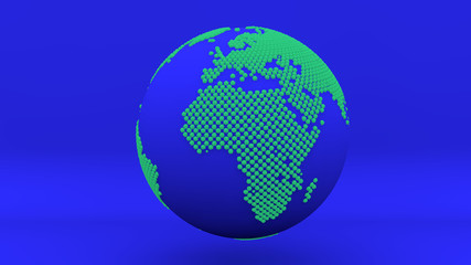 Fototapeta na wymiar globe earth europa africa blue dots green 
