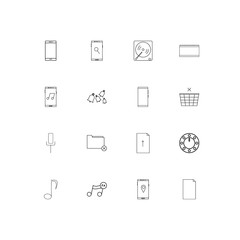 Music linear thin icons set. Outlined simple vector icons