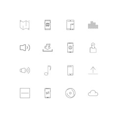 Music linear thin icons set. Outlined simple vector icons