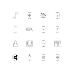 Music linear thin icons set. Outlined simple vector icons