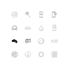 Music linear thin icons set. Outlined simple vector icons