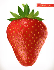 Strawberry. Fresh fruit 3d realistic vector icon