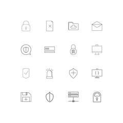 Cyber Security linear thin icons set. Outlined simple vector icons