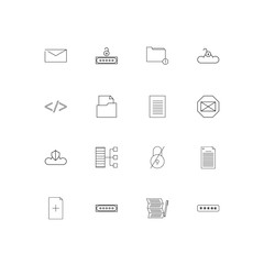 Cyber Security linear thin icons set. Outlined simple vector icons