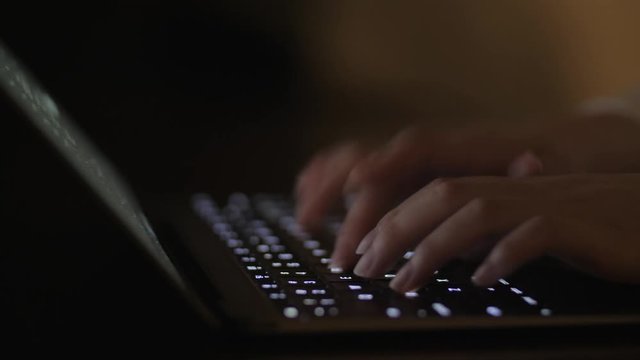 パソコンを使う女性・手元・4K