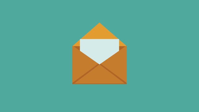 Envelope open with document over blue background High Definition colorful animation scenes