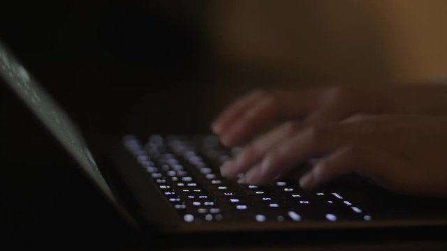 パソコンを使う女性・手元・4K