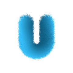 High Quality 3D Shaggy Letter U on White Background . Isolated Vector Element 