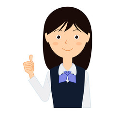 グッドサインをするビジネススーツを着た若い女性のイラスト